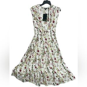486. MEADOW RHODES maxi white floral A-line dress NWT